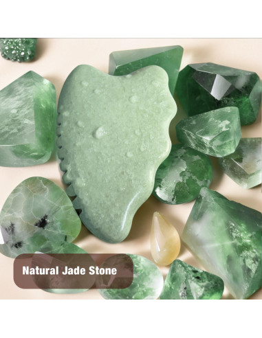 Herramienta Gua Sha de Jade WYGOAKG para Cuidado Facial 10.2x6.1 cm