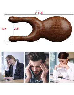 Herramienta de Masaje Gua Sha de Madera Natural - 9.5x3cm 2