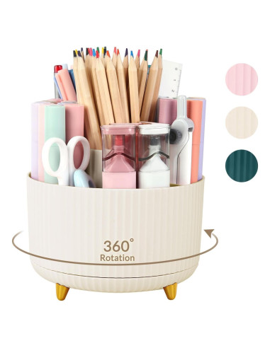 Organizador de Escritorio Rotatorio SKYDUE Beige 5 Compartimentos