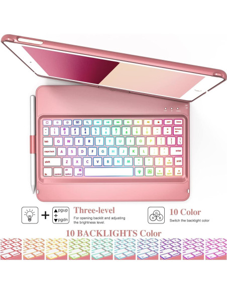 Funda de Teclado Bluetooth MMK para iPad 10.2" 9 Gen Oro Rosa Funda de Teclado Bluetooth MMK para iPad 10.2" 9 Gen Oro Rosa