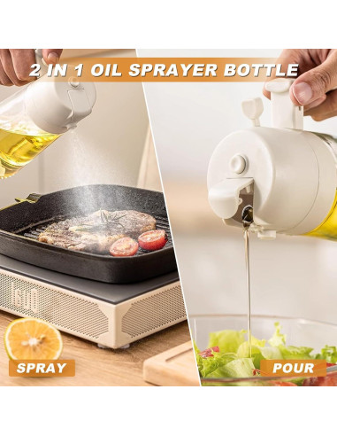 Spray de Aceite de Oliva 470ml XBllcyiv - Dispensador 2 en 1