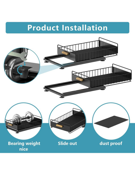 Organizador Bajo Fregadero HOMEBOSILY 2 Paquete Metal Negro Organizador Bajo Fregadero HOMEBOSILY 2 Paquete Metal Negro