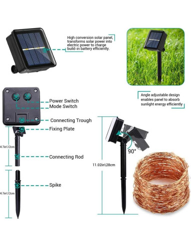 Luces de Hadas Solares Joomer 240LED 24.38m IP65 Blanco Cálido