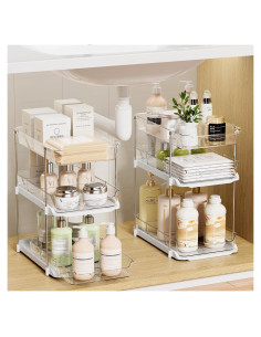 LAMU Organizadores de Almacenamiento 2 Piezas 3 Niveles Acrílico