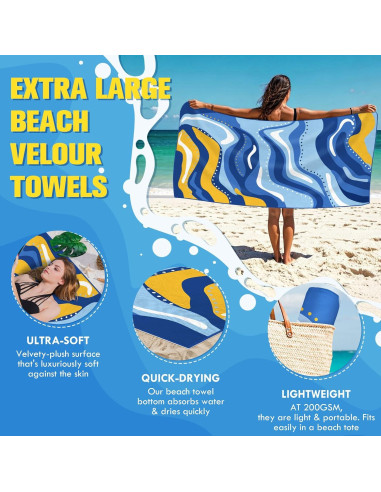 Toalla de Playa Microfibra Queenshin 180x90 cm Secado Rápido