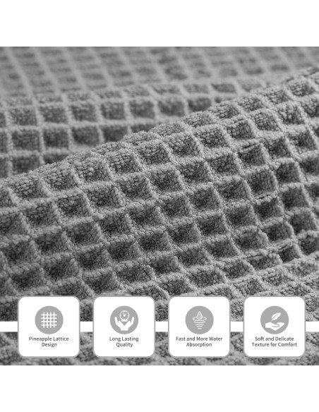 Conjunto de Toallas de Baño Microfibra Gris 3 Piezas Waffle Conjunto de Toallas de Baño Microfibra Gris 3 Piezas Waffle