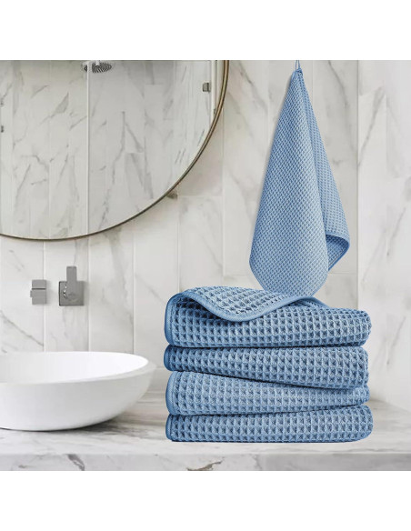 Toalla de Mano Microfibra POLYTE Waffle 4 Unidades 40x76 cm Azul Toalla de Mano Microfibra POLYTE Waffle 4 Unidades 40x76 cm Azul