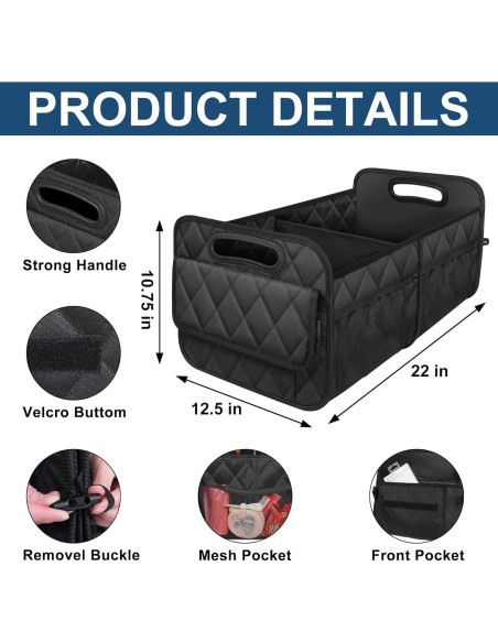 Organizador de Maletero Deosk 50L Impermeable Negro SUV Organizador de Maletero Deosk 50L Impermeable Negro SUV