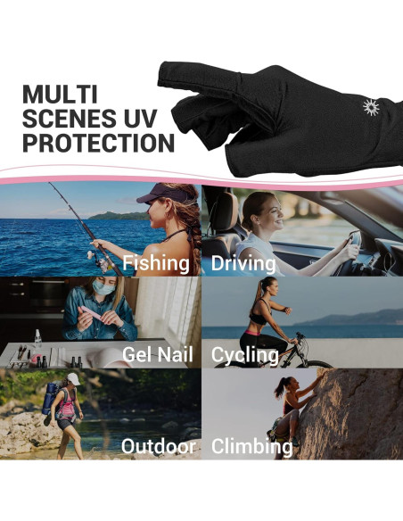Guantes UV AIRSEE para Uñas - Protección UPF50+ - Negro Guantes UV AIRSEE para Uñas - Protección UPF50+ - Negro