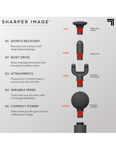 Pistola de Masaje Percusiva Sharper Image Powerboost Move