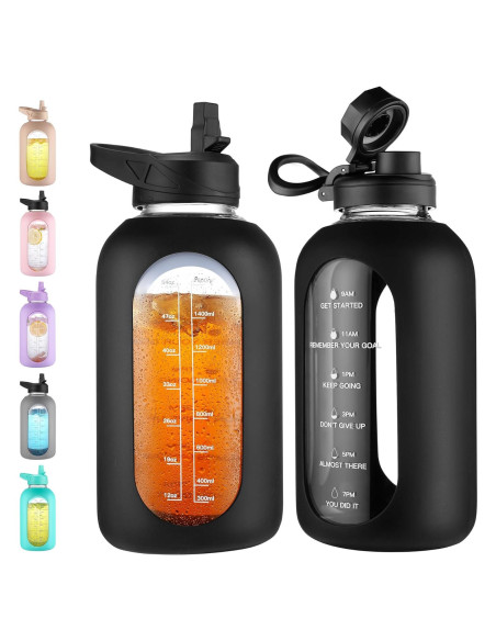 Botella de Agua de Vidrio CIVAGO 1.81L con Pajilla y Asa Botella de Agua de Vidrio CIVAGO 1.81L con Pajilla y Asa