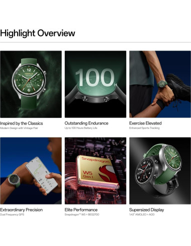 Reloj Inteligente OnePlus Watch 2R, 32GB, Verde Bosque, GPS