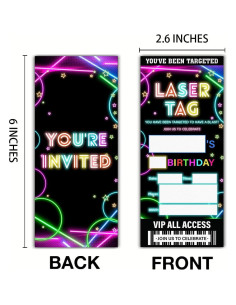 Invitaciones de Fiesta Laser Tag Qlnuk Set de 20 Tickets 2