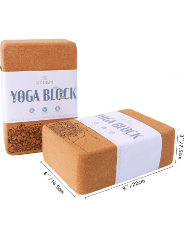 Bloques de Yoga de Corcho KRIXAM Antideslizantes 2 Piezas