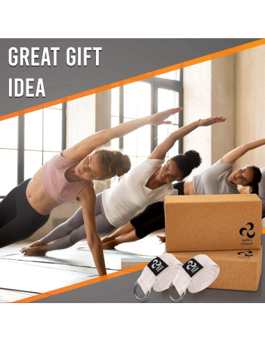 Kit de Yoga Pete's Choice: 2 Correas y 2 Bloques de Corcho