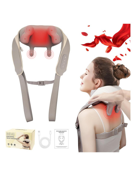 Masajeador de Cuello HWTONG Shiatsu 6D con Calor y Batería Masajeador de Cuello HWTONG Shiatsu 6D con Calor y Batería