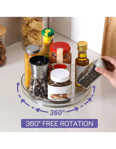 Paquete de 2 Lazy Susan Acrílico 23 cm Organizador Giratorio Paquete de 2 Lazy Susan Acrílico 23 cm Organizador Giratorio