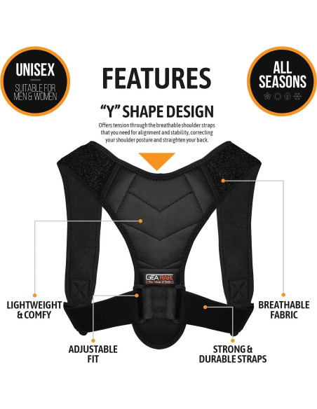 Corrector de Postura Gearari Faja Superior Unisex Ajustable Corrector de Postura Gearari Faja Superior Unisex Ajustable