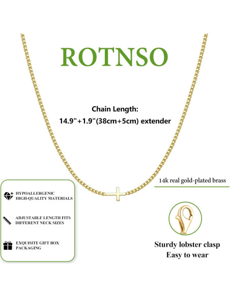Collar de Cruz Dainty para Mujeres Rotnso Oro 14K Ajustable Collar de Cruz Dainty para Mujeres Rotnso Oro 14K Ajustable