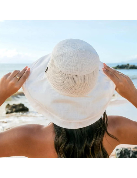 Sombrero de Sol Plegable para Mujeres Beige UPF 50+ Malla Sombrero de Sol Plegable para Mujeres Beige UPF 50+ Malla