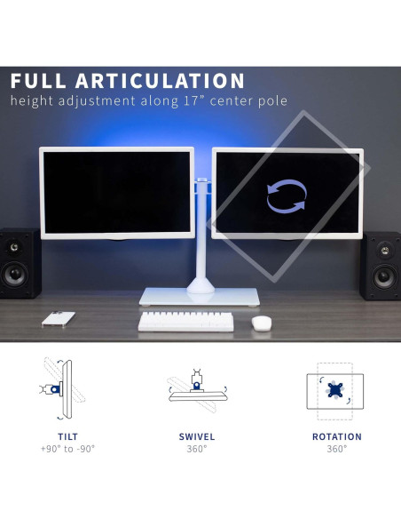 Soporte Doble para Monitor VIVO STAND-V002FGW Blanco 32" Soporte Doble para Monitor VIVO STAND-V002FGW Blanco 32"