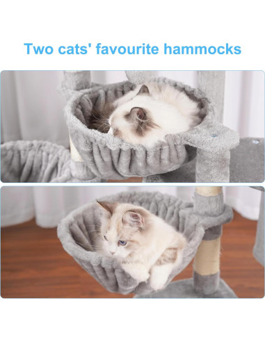 Árbol para Gatos Hey-brother 86 cm con Hamacas y Rascadores