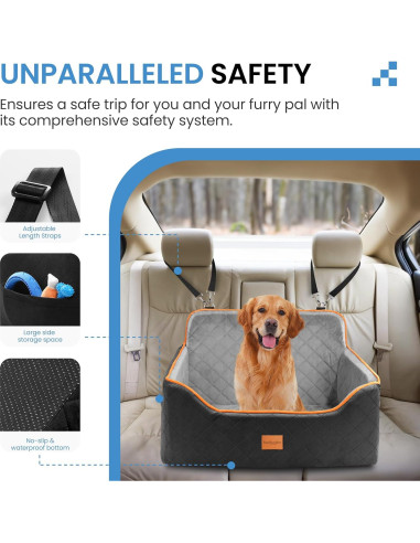 Asiento de Coche para Perros Medianos Sangoodier - Acolchado Impermeable