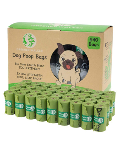 Bolsas para Excremento de Perro Greener Walker 540 Unidades 100% a Prueba de Fugas