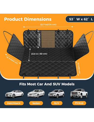 Funda de Asiento para Perros Lufebut Negra, Impermeable y Antideslizante