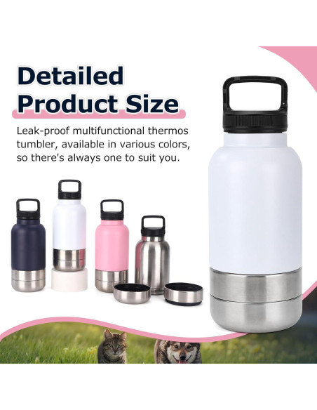 Botella de Agua para Perros Rosvola 0.95L Aislada 3 en 1 Botella de Agua para Perros Rosvola 0.95L Aislada 3 en 1