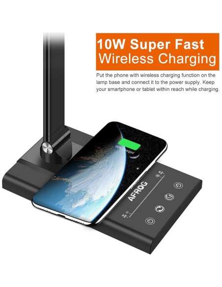 Lámpara de Escritorio LED AFROG EK009A 15W Carga Inalámbrica Lámpara de Escritorio LED AFROG EK009A 15W Carga Inalámbrica