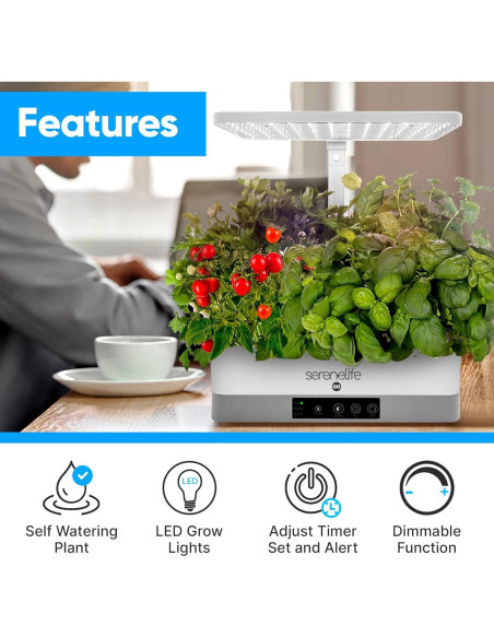 Jardín Hidropónico SereneLife 6 Cápsulas Luz LED Ajustable Jardín Hidropónico SereneLife 6 Cápsulas Luz LED Ajustable