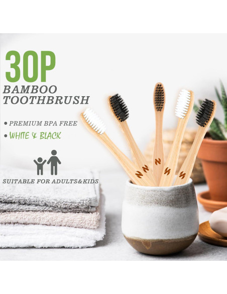Paquete de 30 Cepillos de Dientes de Bambú Navona Ecológicos Paquete de 30 Cepillos de Dientes de Bambú Navona Ecológicos