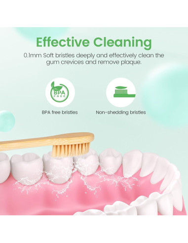 Cepillos de Dientes de Bambú Daletu 10 Unidades Suaves Ecológicos