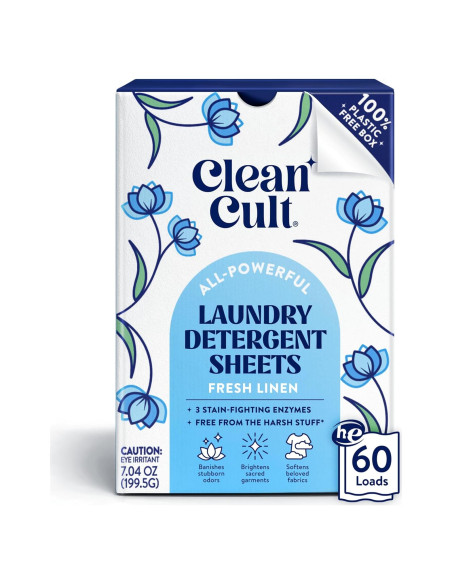 Hojas de detergente Cleancult Lino Fresco 60 cargas 3 enzimas Hojas de detergente Cleancult Lino Fresco 60 cargas 3 enzimas