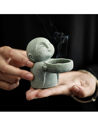 Estatua de Buda Pequeña de Arenisca para Feng Shui 9x8.8 cm