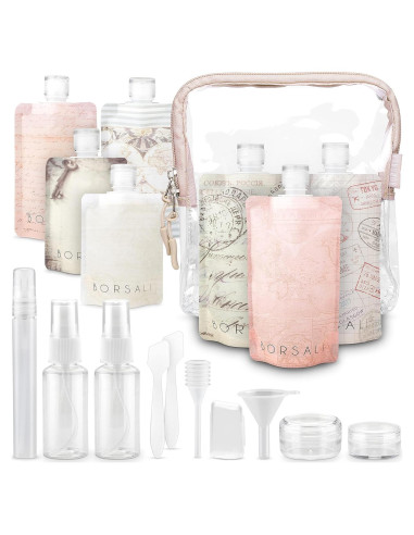 Botellas de Viaje BORSALI 3oz (89ml) Set 18 Piezas TSA