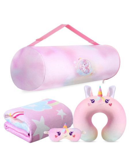 Juego de Almohada y Manta de Viaje Gulfmew Unicornio 4 Piezas Juego de Almohada y Manta de Viaje Gulfmew Unicornio 4 Piezas