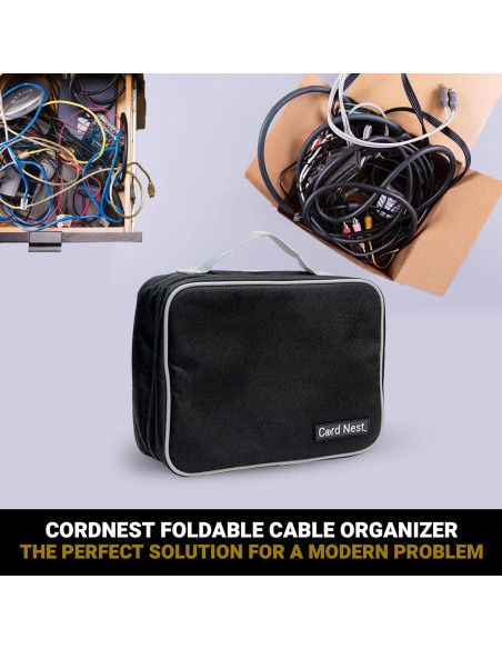 Bolsa Organizadora de Cables CordNest - Estuche Plegable Negro Bolsa Organizadora de Cables CordNest - Estuche Plegable Negro