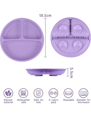 Platos de Succión Vicloon 2 Pcs Silicona Grado Alimenticio