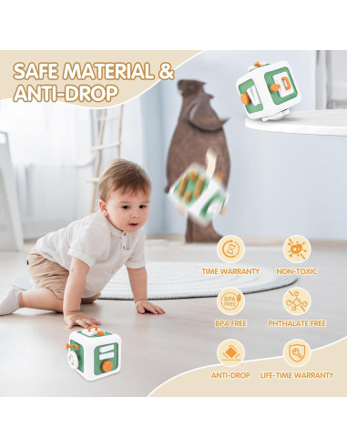 Cubo Ocupado Montessori SOSUSHOE Verde 8x8 cm Juguete 1-3 Años