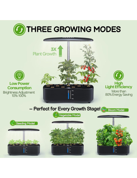 Kit Hidropónico Interior SOMYMORE con Luz LED 12 Plantas 43cm Kit Hidropónico Interior SOMYMORE con Luz LED 12 Plantas 43cm
