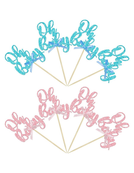 Toppers de Cupcake Rosa Azul Gyufise 36 Pcs Baby Shower Toppers de Cupcake Rosa Azul Gyufise 36 Pcs Baby Shower