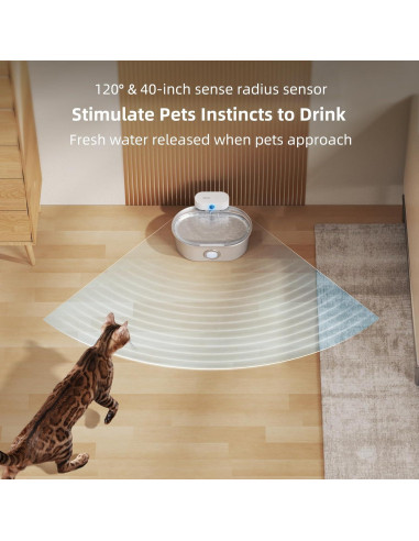 Fuente de Agua Inalámbrica uahpet 2L Acero Inoxidable para Gatos