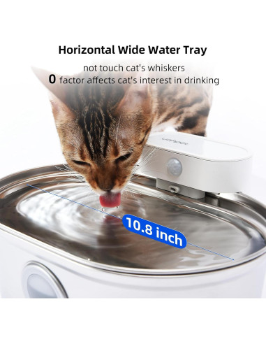 Fuente de Agua Inalámbrica uahpet 2L Acero Inoxidable para Gatos