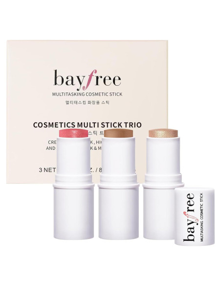 Juego de 3 Barras de Maquillaje Bayfree - Contorno, Rubor e Iluminador Juego de 3 Barras de Maquillaje Bayfree - Contorno, Rubor e Iluminador