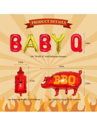 58 Pzs Decoraciones Baby Q PARLONTY - Globos Rojos y Cerdo