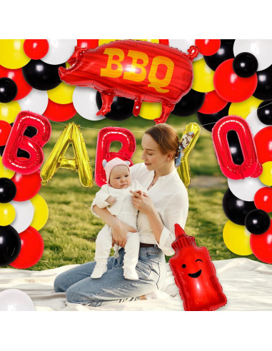 58 Pzs Decoraciones Baby Q PARLONTY - Globos Rojos y Cerdo