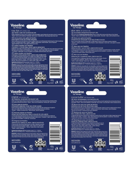 Bálsamo Labial Hidratante Vaseline 4-Pack con Vitamina E Bálsamo Labial Hidratante Vaseline 4-Pack con Vitamina E