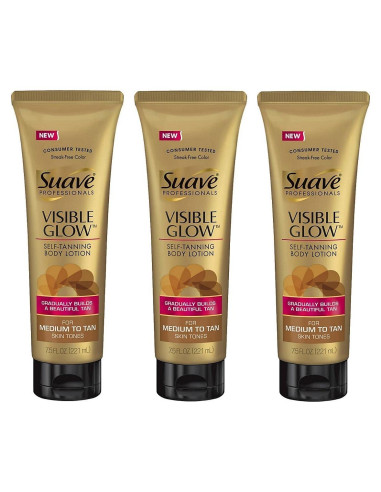 Loción Bronceadora Autobrillante Suave Visible Glow 3 Pzas